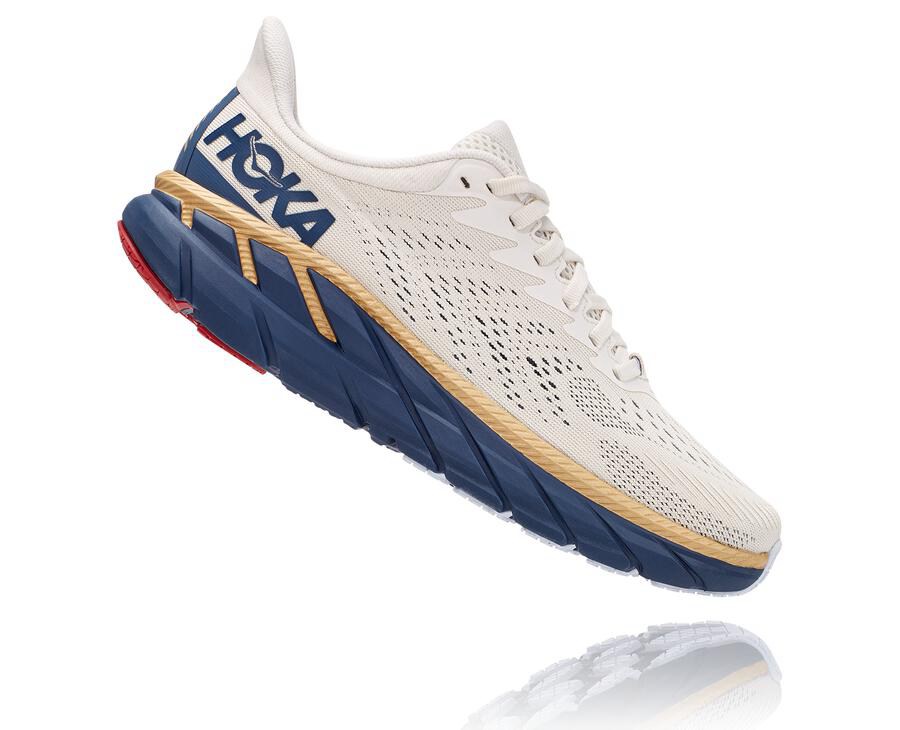 Hoka One One Clifton 7 Löparskor Dam - Vita/Blå - BOILU-5026